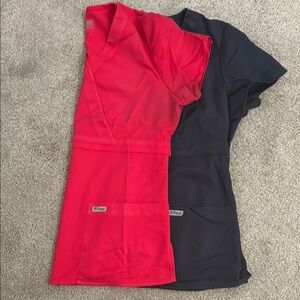 Grey's Anatomy Red and Gray Scrub Tops. Size Small.